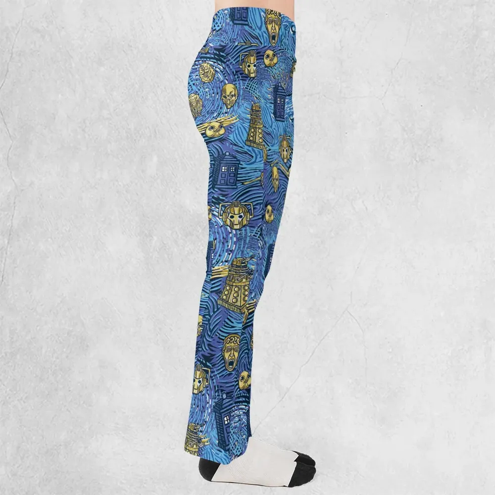 Starry Night Tardis Doctor Who Flare Leggings - 2