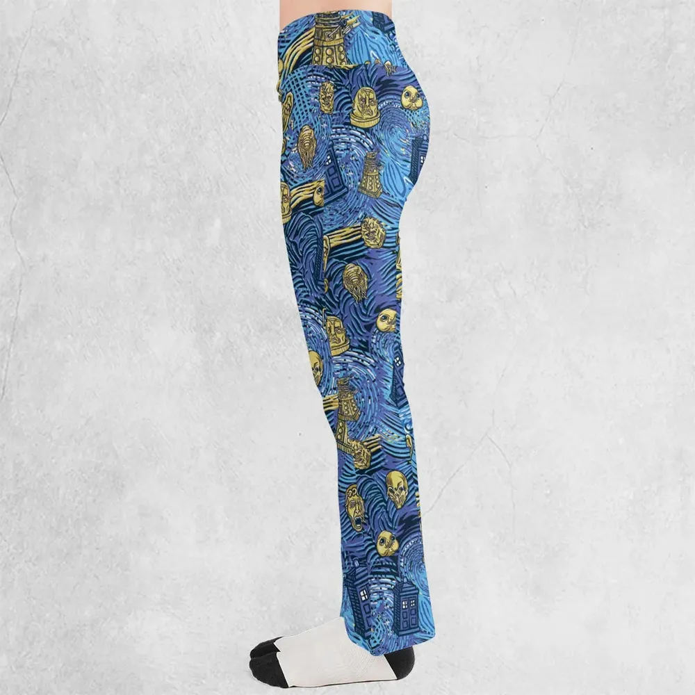 Starry Night Tardis Doctor Who Flare Leggings - 3