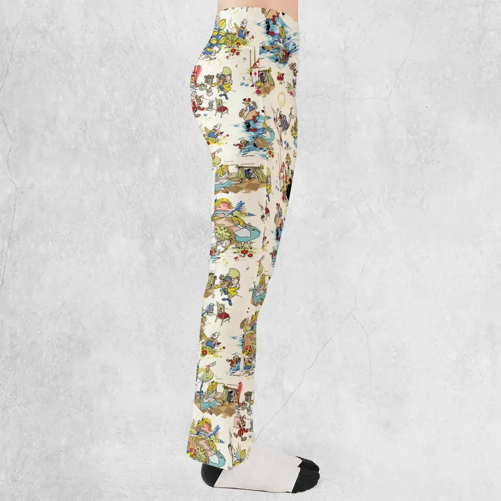 Alice In Wonderland Pattern Flare Leggings - 2