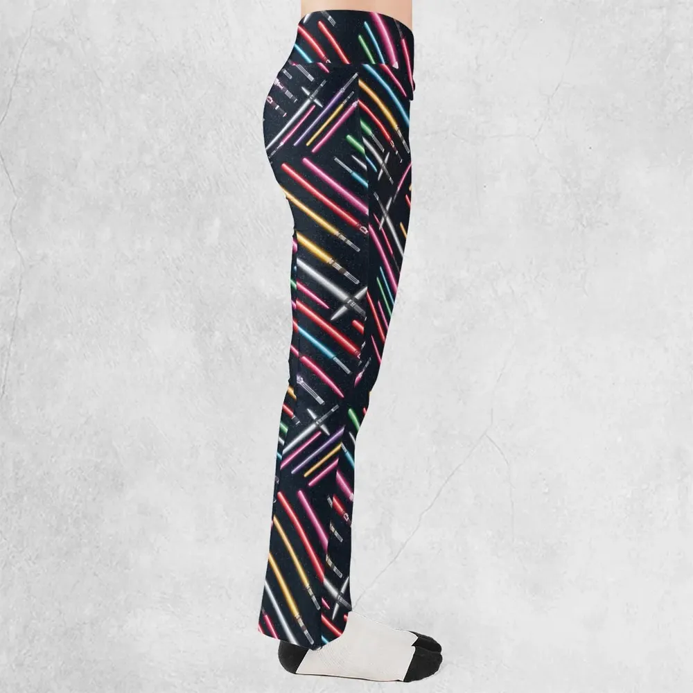 Lightsabers Star Wars Pattern Flare Leggings - 2