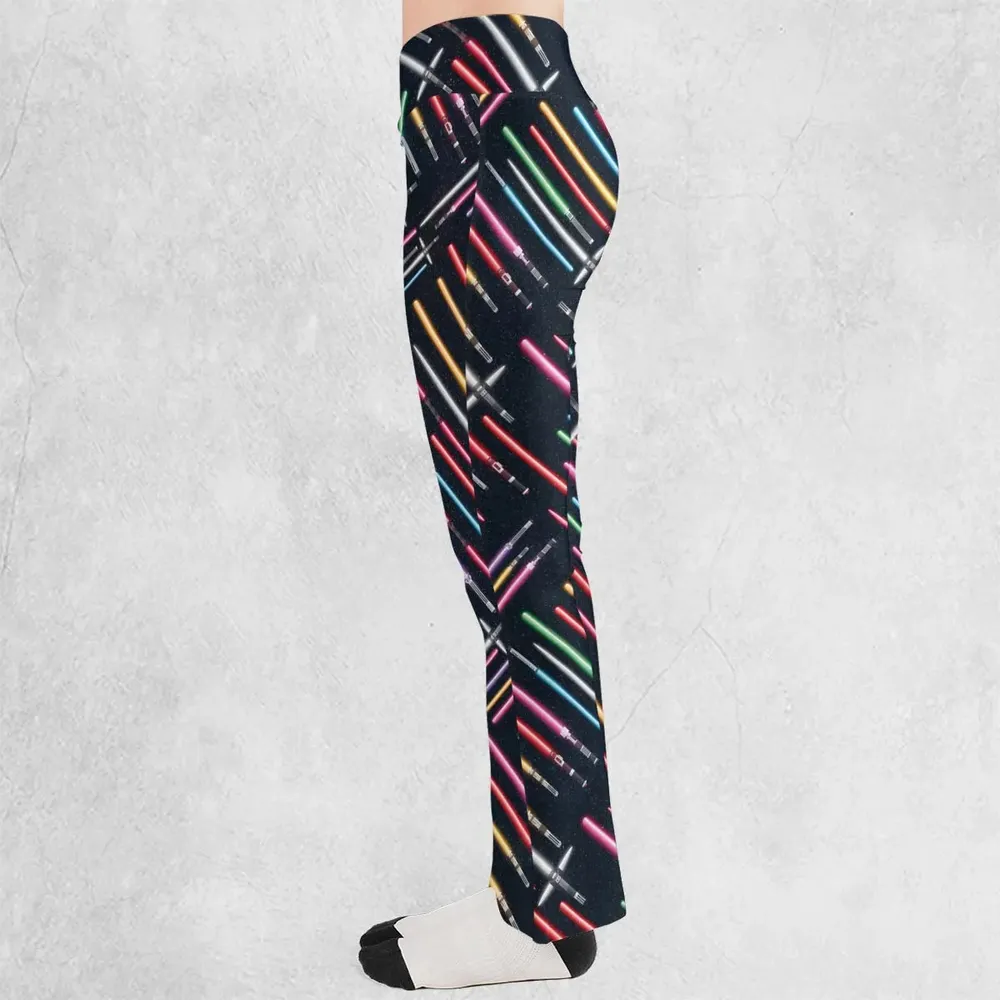 Lightsabers Star Wars Pattern Flare Leggings - 3