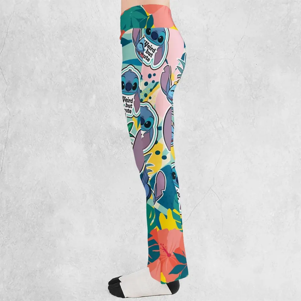 Weird But Cute Stitch Flare Leggings - 3