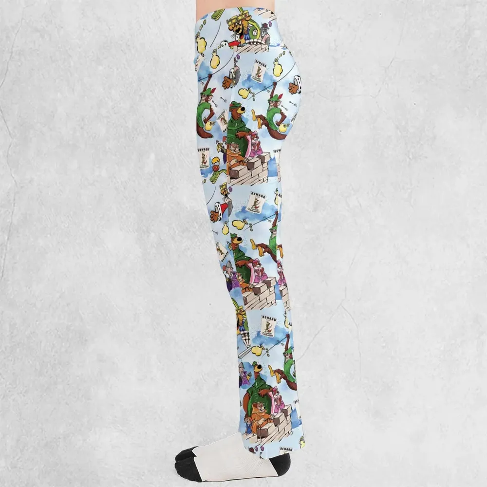 Robin Hood Characters Pattern Flare Leggings - 3