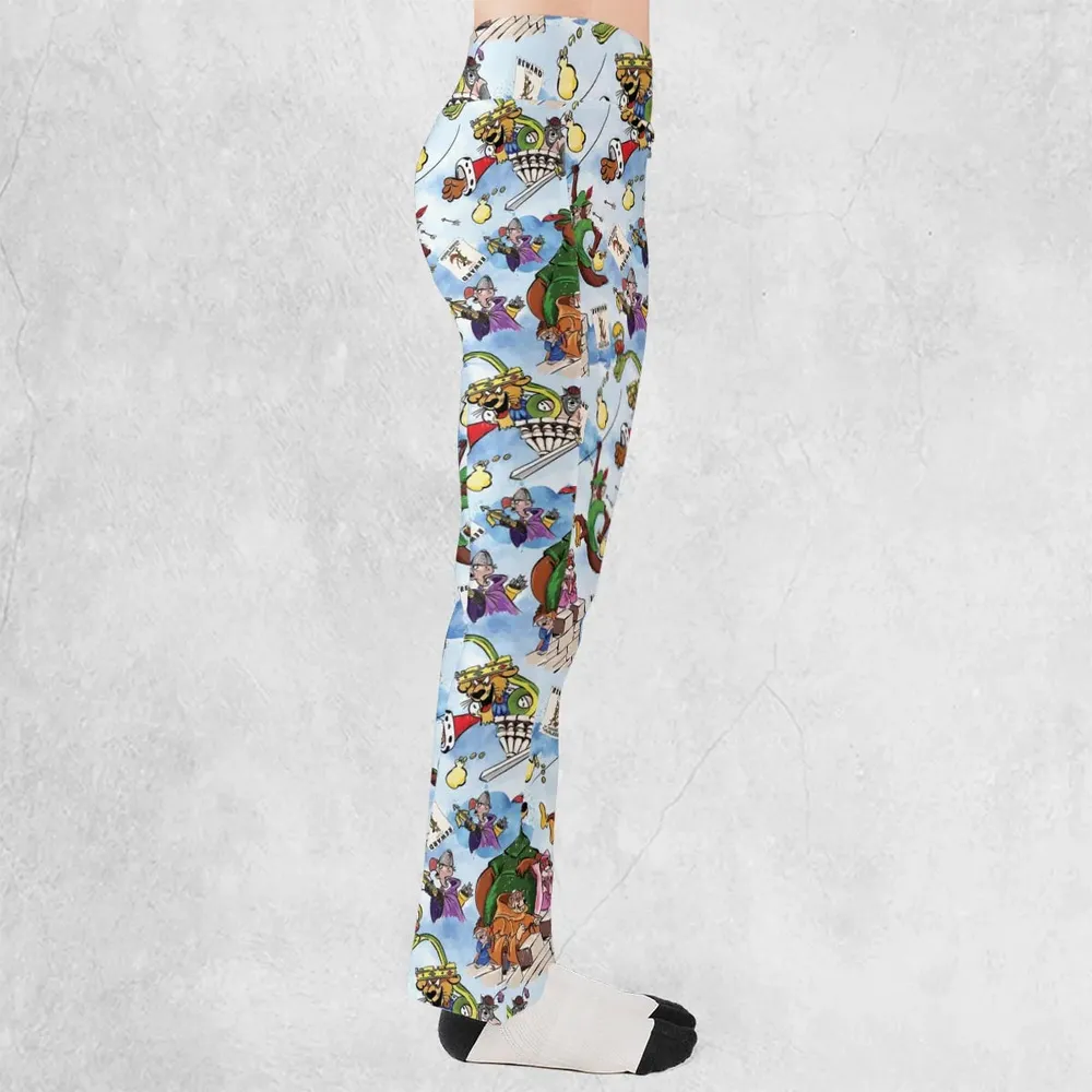 Robin Hood Characters Pattern Flare Leggings - 2