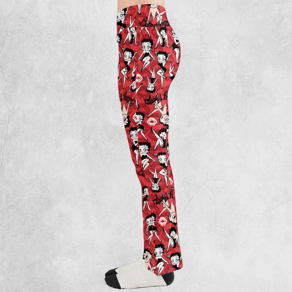 Betty Boop Singer Cartoon Sexy Flare Leggings - 3