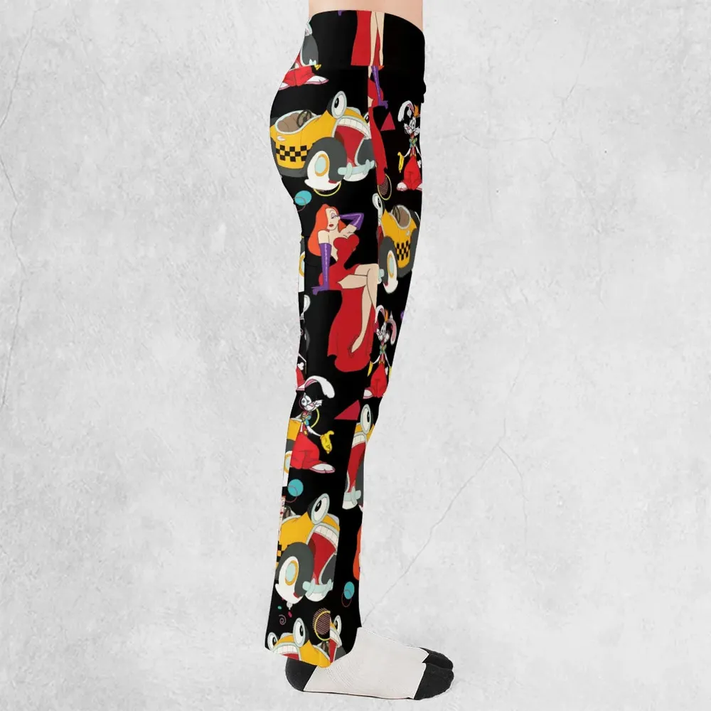 Retro 90s Jessica Rabbit Roger Rabbit Flare Leggings - 2