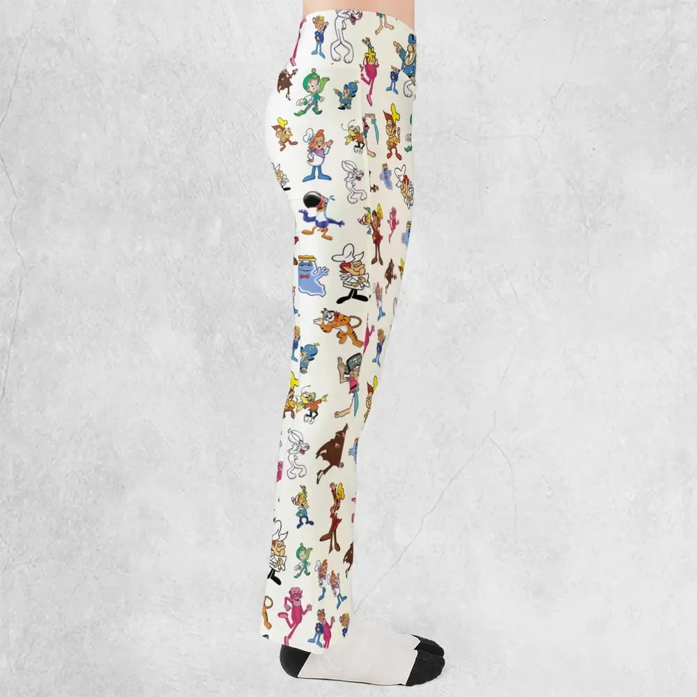 80s 90s Commercial Mascot Cereal Flare Leggings - 2
