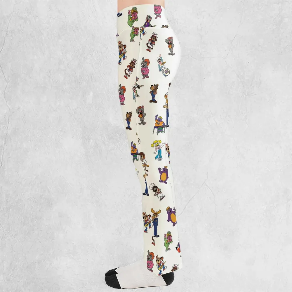 80s Pizza Time Theater Chuck E Cheese Flare Leggings - 3
