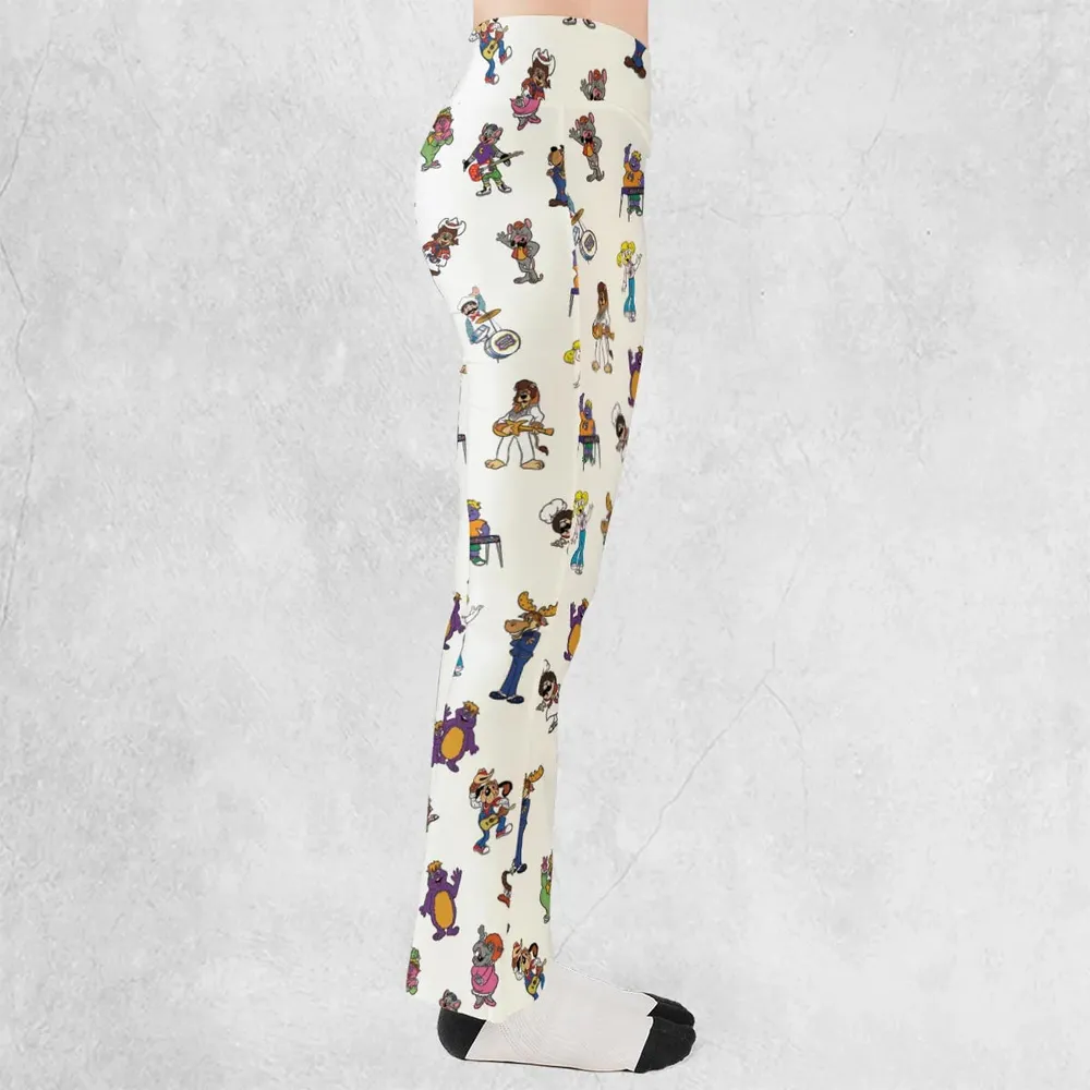 80s Pizza Time Theater Chuck E Cheese Flare Leggings - 2