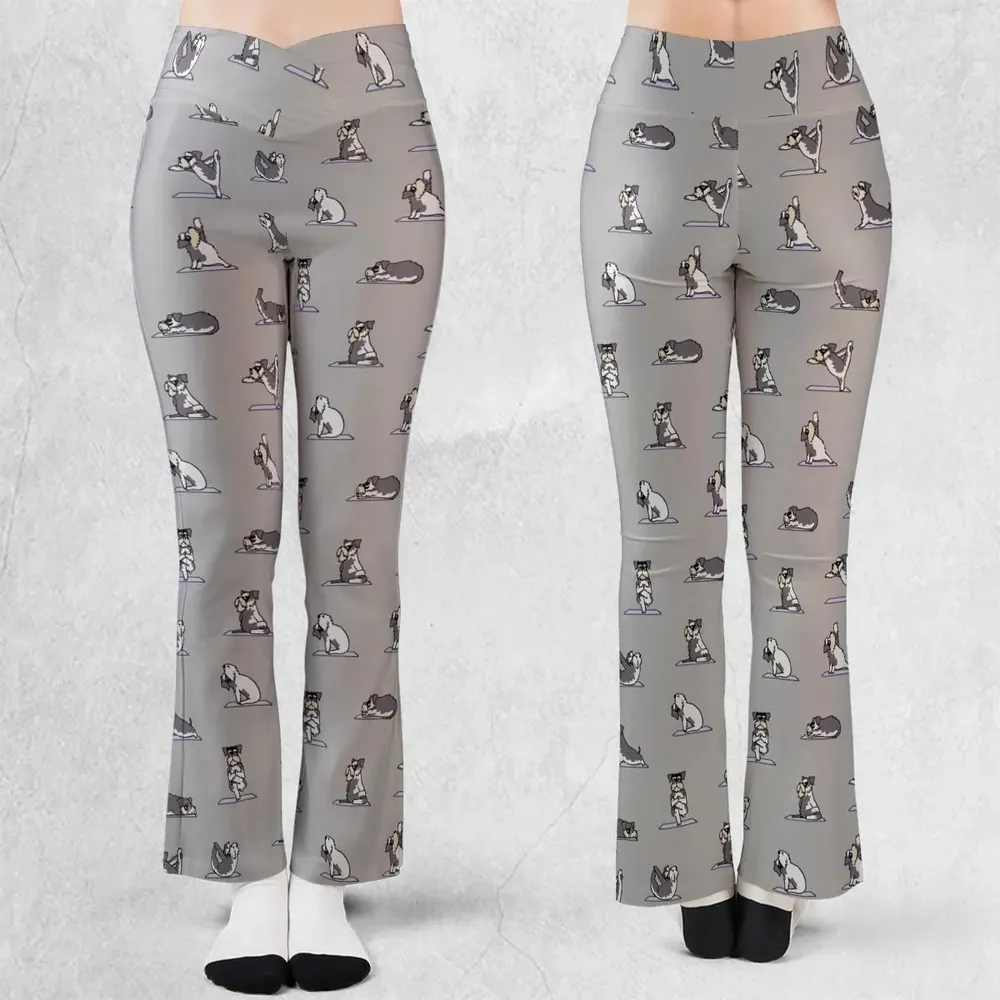 Miniature Schnauzer Yoga Pattern Flare Leggings - 1