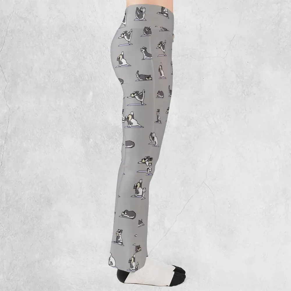 Miniature Schnauzer Yoga Pattern Flare Leggings - 2