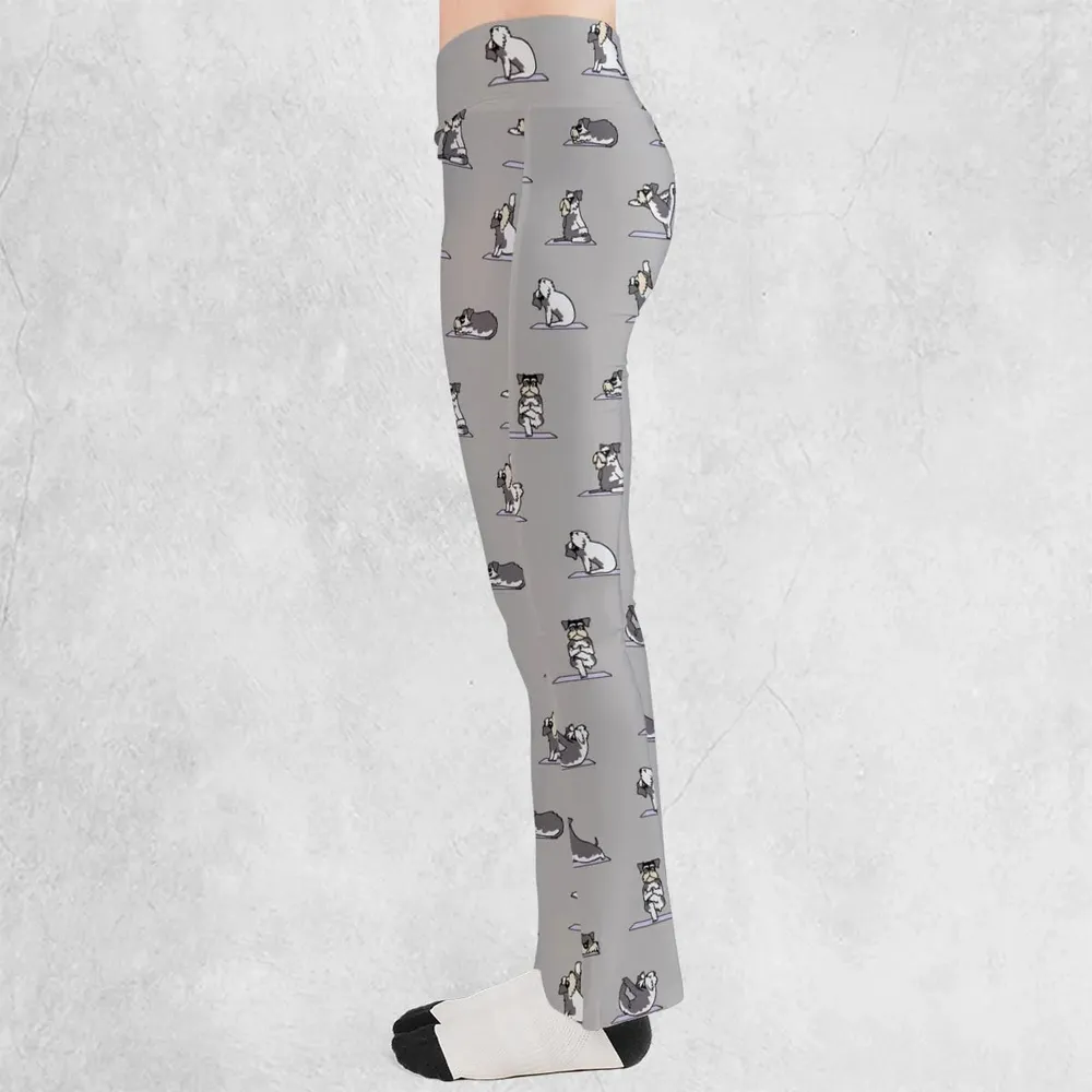 Miniature Schnauzer Yoga Pattern Flare Leggings - 3