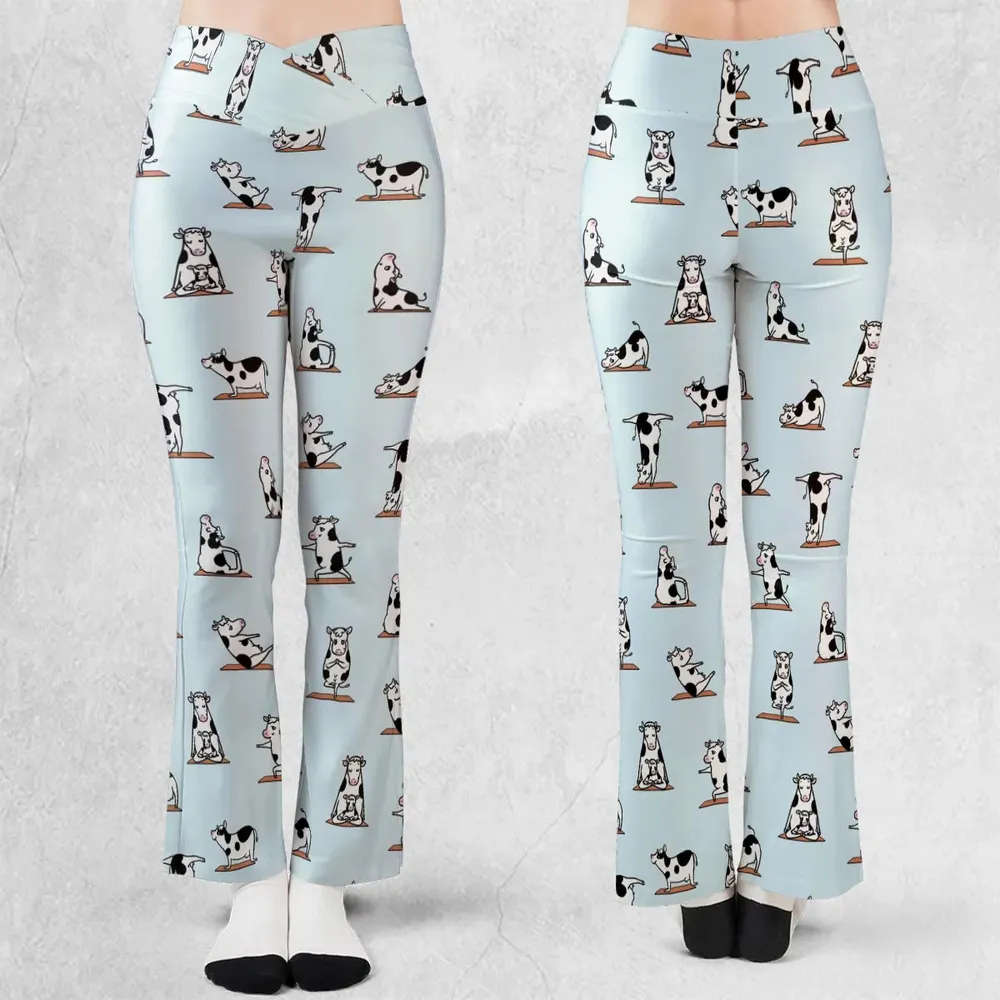 Moo Yoga Pattern Flare Leggings - 1
