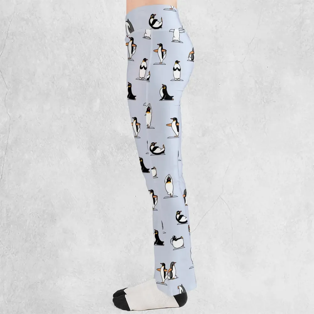 Penguin Yoga Pattern Flare Leggings - 3