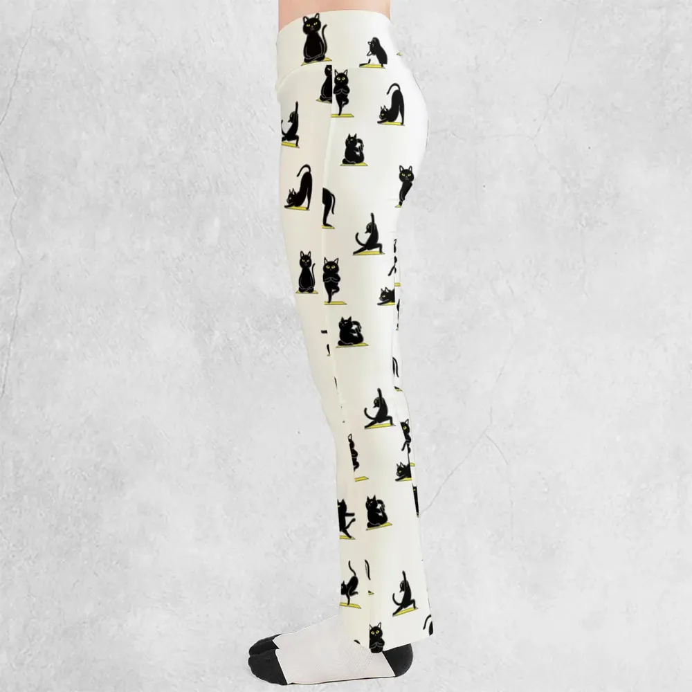 Bombay Cat Yoga Pattern Flare Leggings - 3