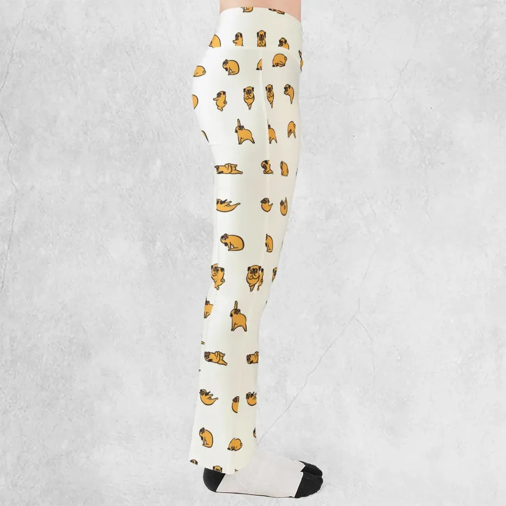 Pug Hot Yoga Pattern Flare Leggings - 2