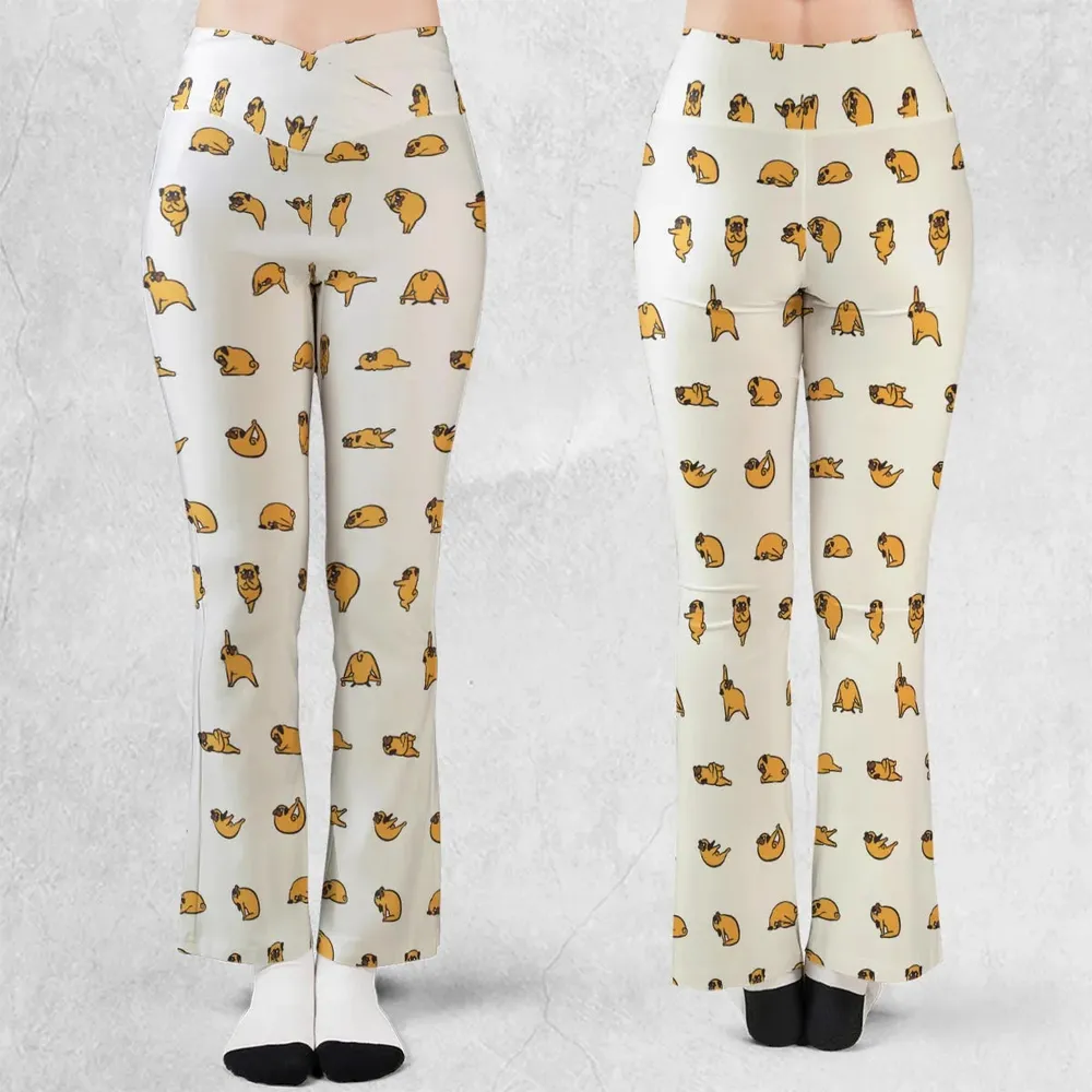 Pug Hot Yoga Pattern Flare Leggings - 1