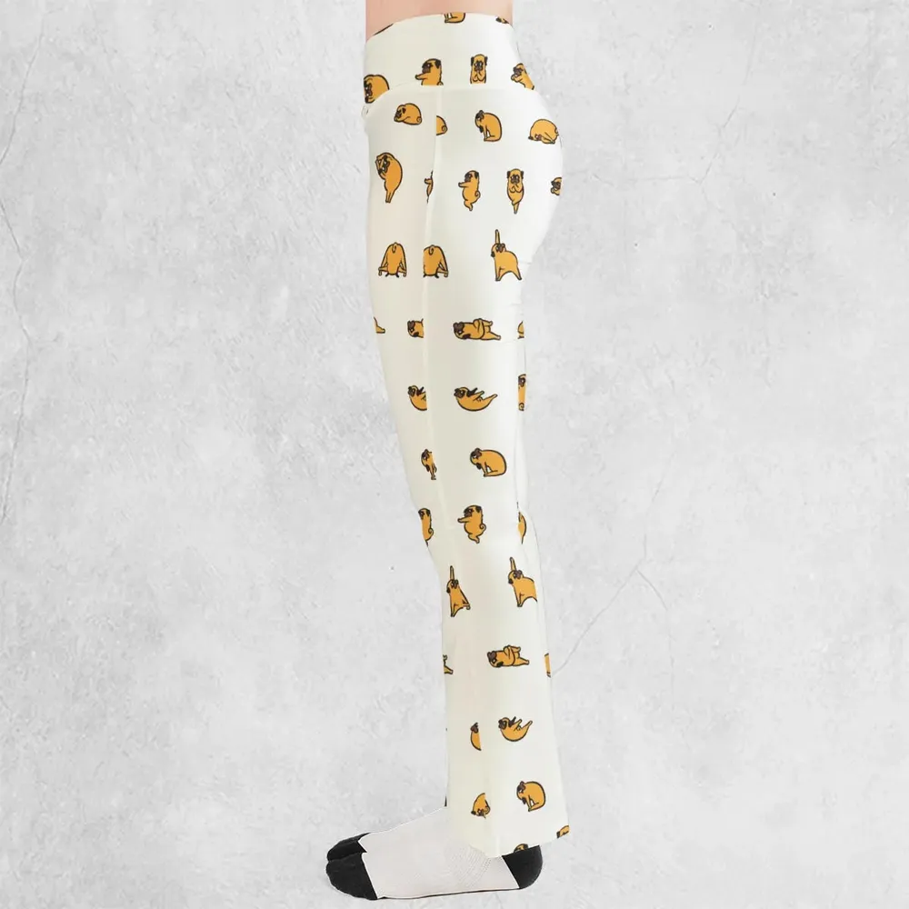 Pug Hot Yoga Pattern Flare Leggings - 3