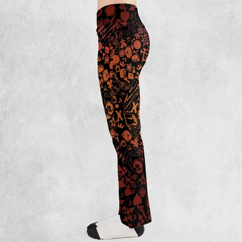 Red Key Heart Kingdom Hearts Flare Leggings - 3