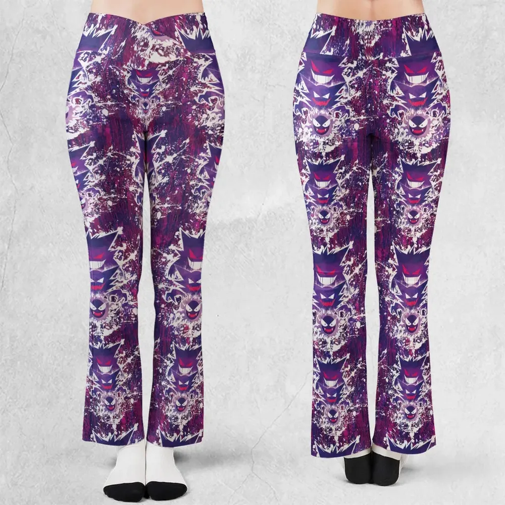 Ghostly Evolution Ghastly Haunter Gengar Pokemon Hawaiian Flare Leggings - 1