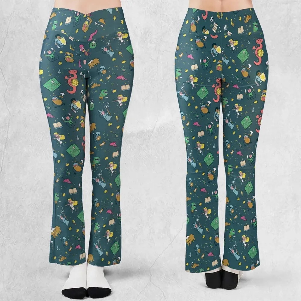 Cute Doodle Dungeons Flare Leggings - 1