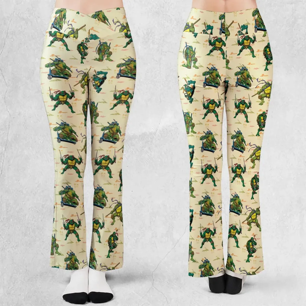 TMNT Characters Weapon Pattern Flare Leggings - 1