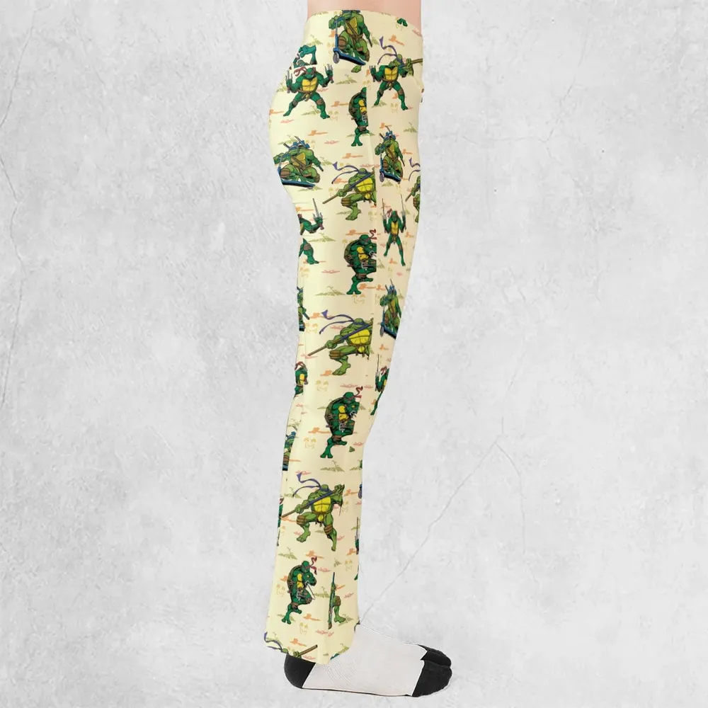 TMNT Characters Weapon Pattern Flare Leggings - 2