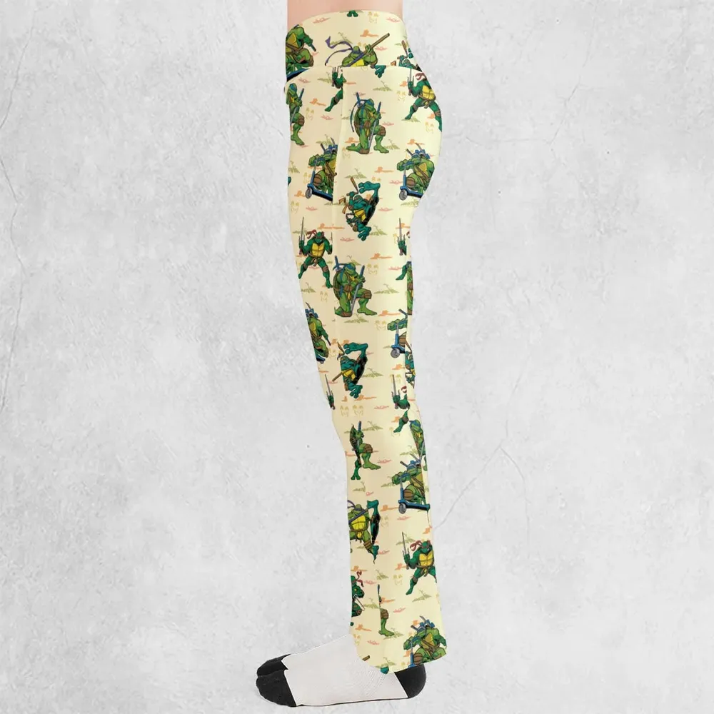 TMNT Characters Weapon Pattern Flare Leggings - 3