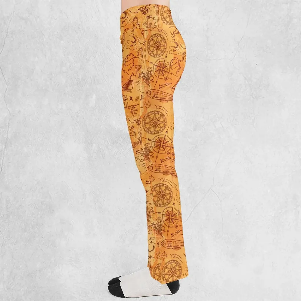 Vintage Adventure Map Indiana Jones Flare Leggings - 3