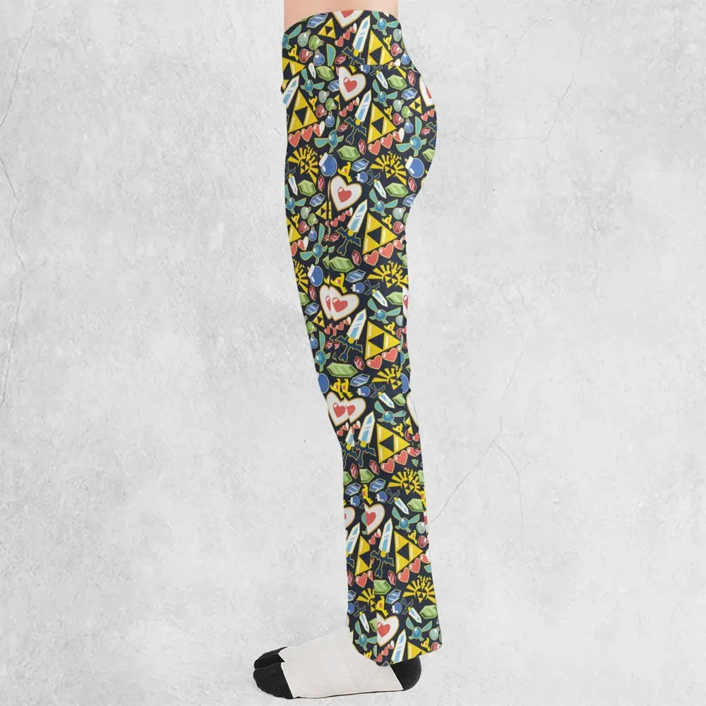 Zelda Theme Items Flare Leggings - 3