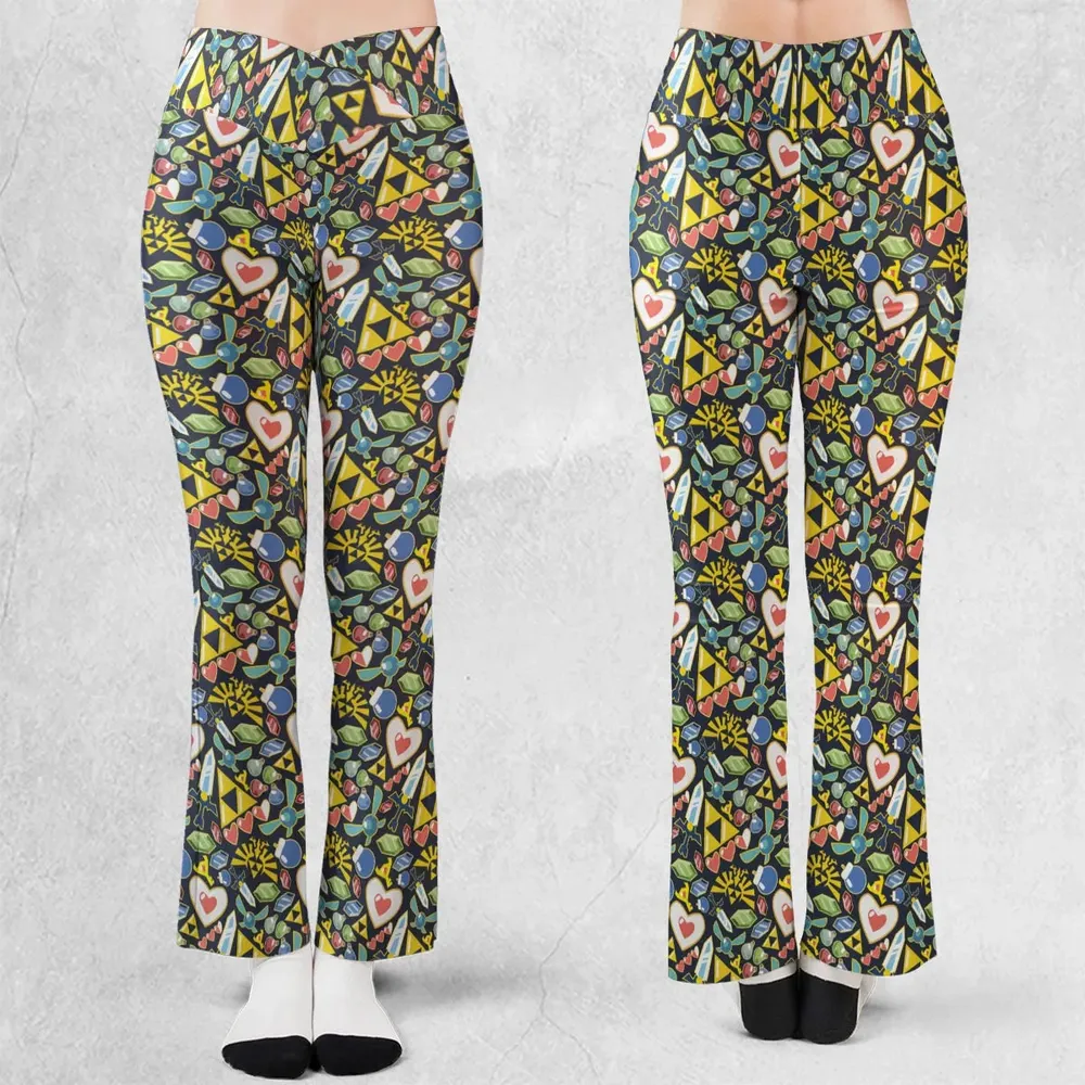 Zelda Theme Items Flare Leggings - 1