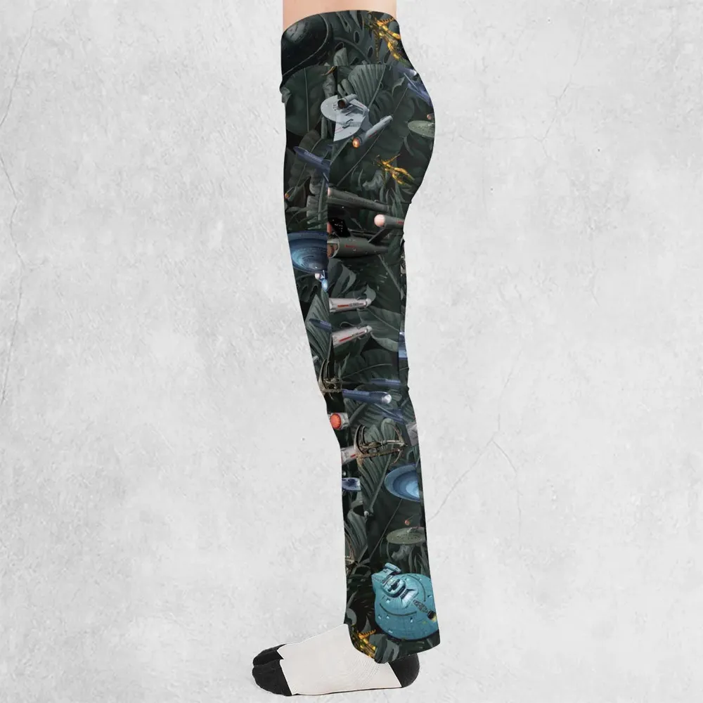 Star Trek Spaceship Pattern Flare Leggings - 3
