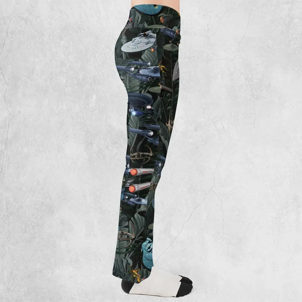 Star Trek Spaceship Pattern Flare Leggings - 2