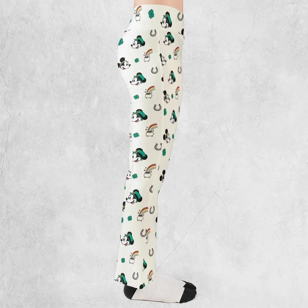Mickey and Minnie St. Patrick's  Day Pattern Flare Leggings - 2