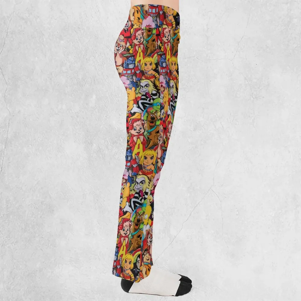 Old Cartoon Characters Flare Leggings - 2