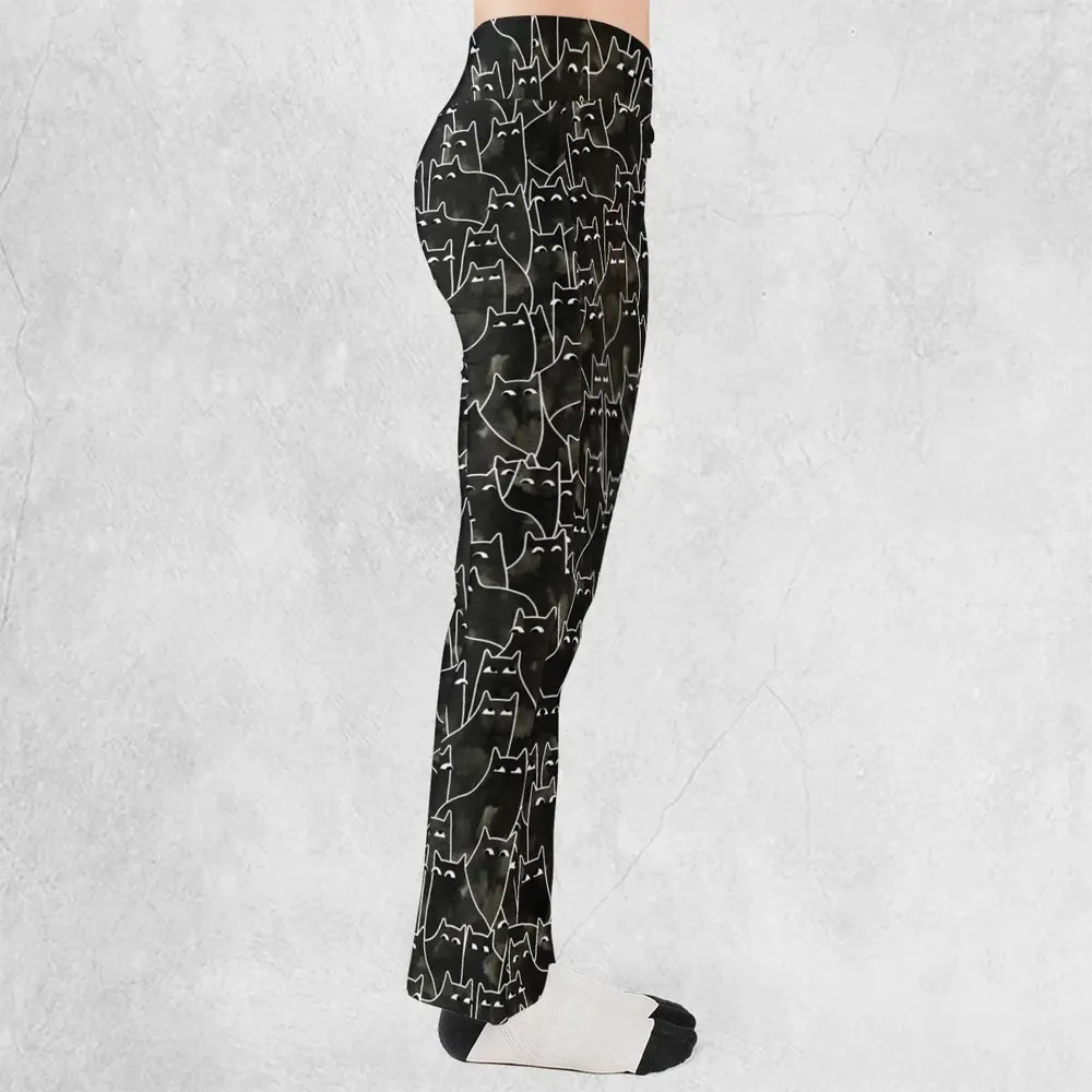 Suspicious Cats Funny Cat Flare Leggings - 2