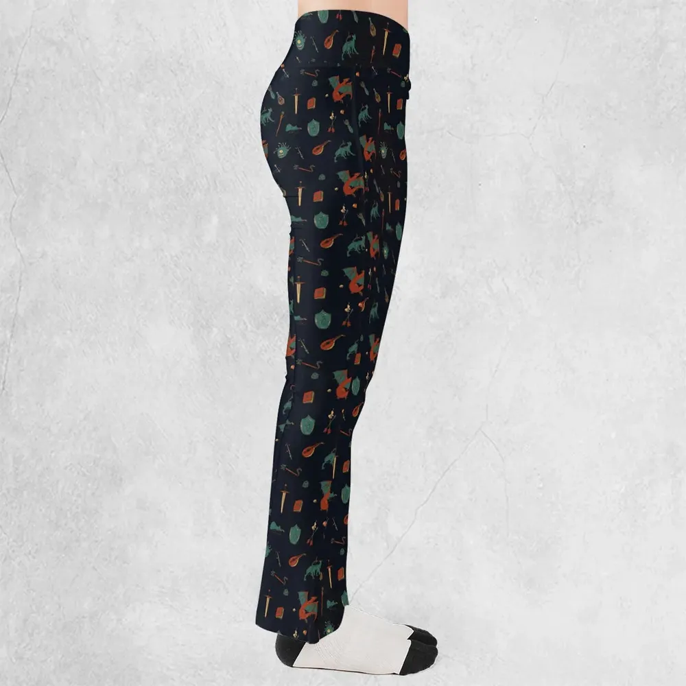 DnD Items and Monsters Pattern Flare Leggings - 2