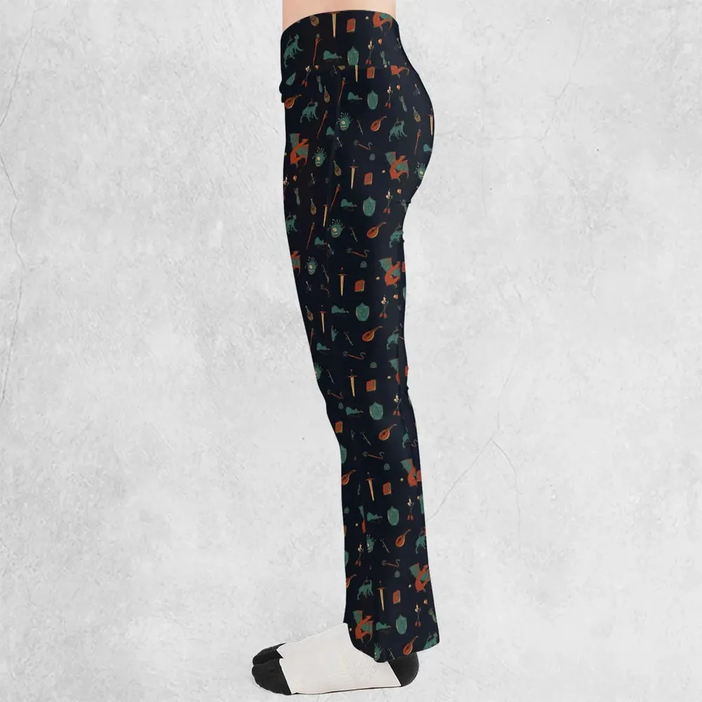 DnD Items and Monsters Pattern Flare Leggings - 3