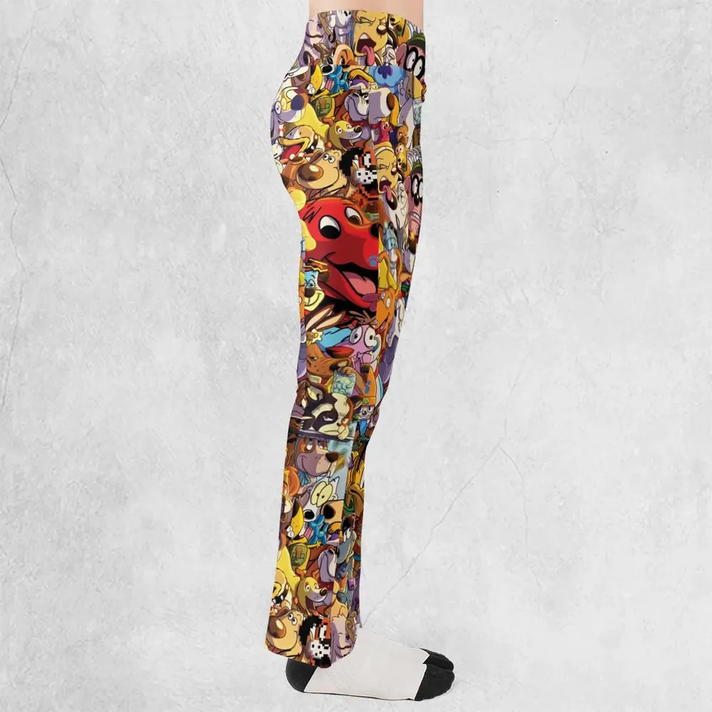 Dogs From Famous Cartoons Flare Leggings - 2