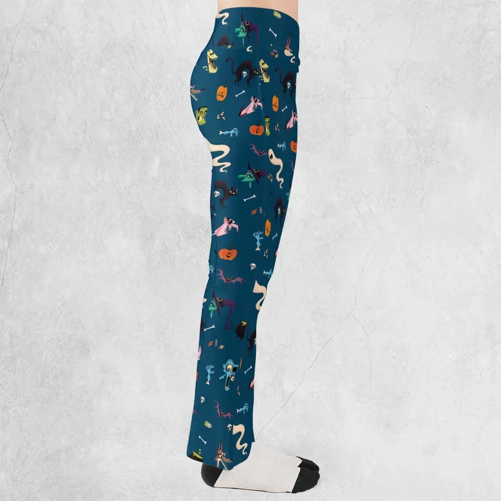 Cute Spooky Classic Monster Flare Leggings - 2