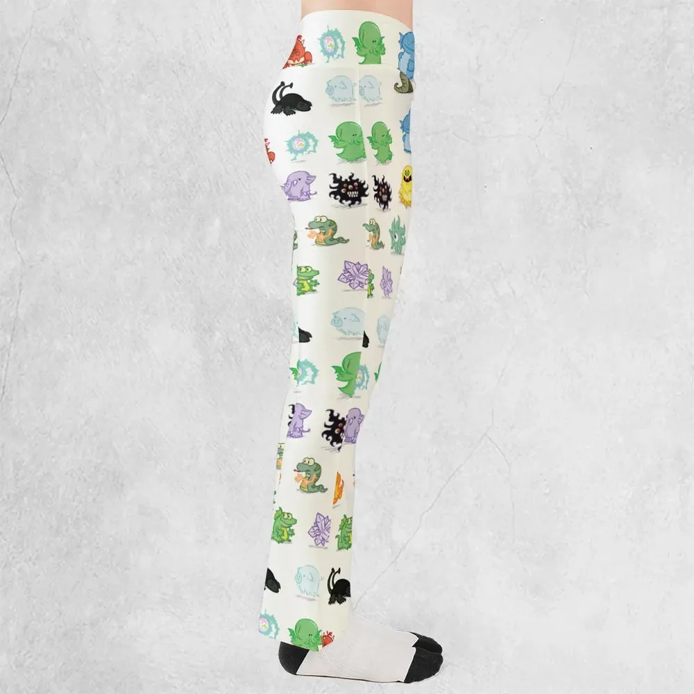 Cute Monsters H. P. Lovecraft Flare Leggings - 2