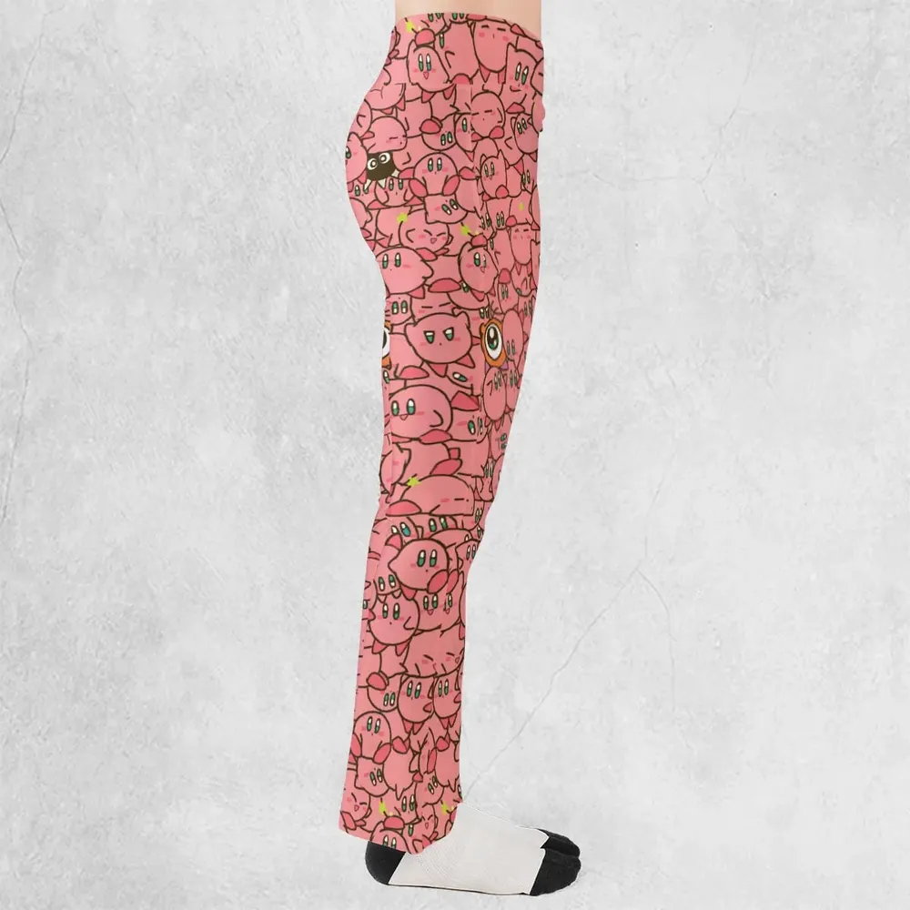 Cute Kirby Waddle Doo Bandana Waddle Dee Meta Knight Kirby's Characters Flare Leggings - 2