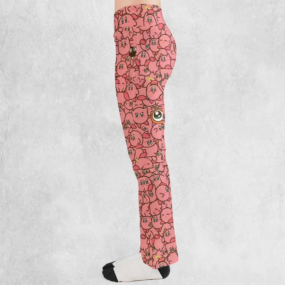 Cute Kirby Waddle Doo Bandana Waddle Dee Meta Knight Kirby's Characters Flare Leggings - 3