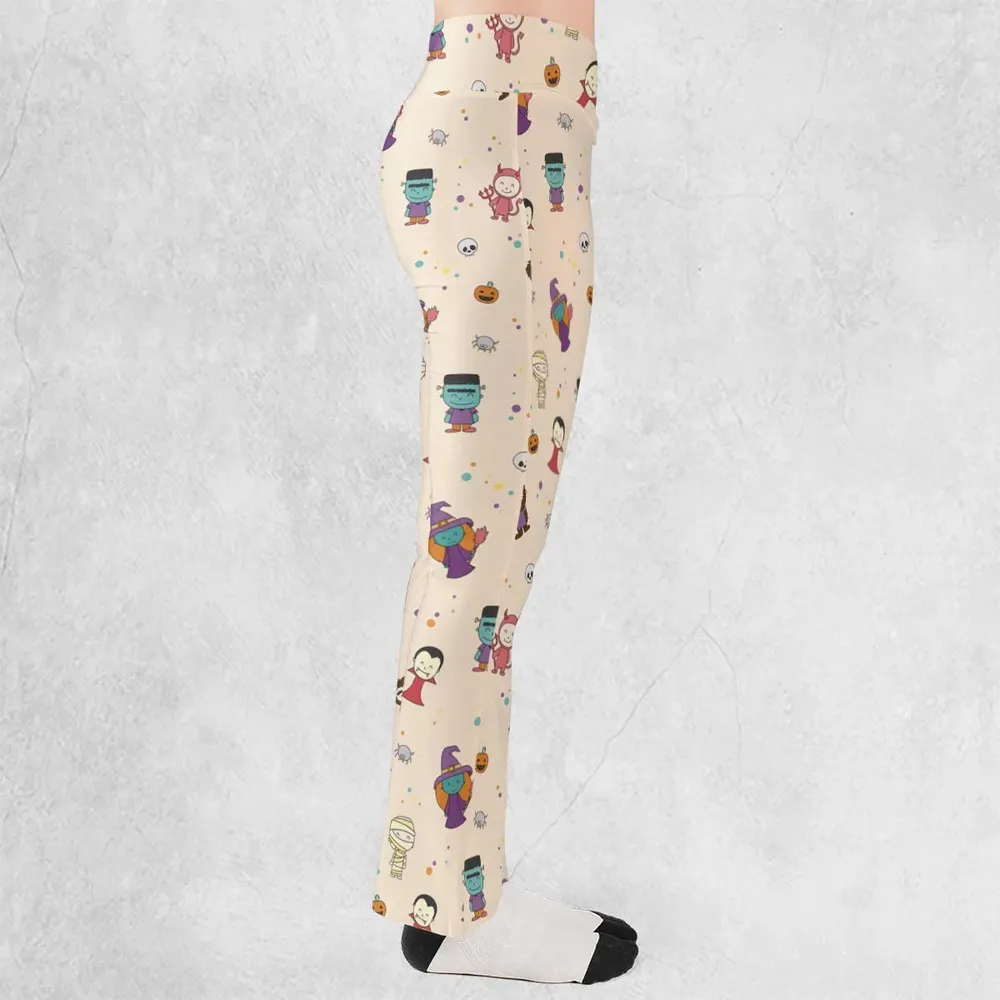 Cute Halloween Characters Pattern Flare Leggings - 2