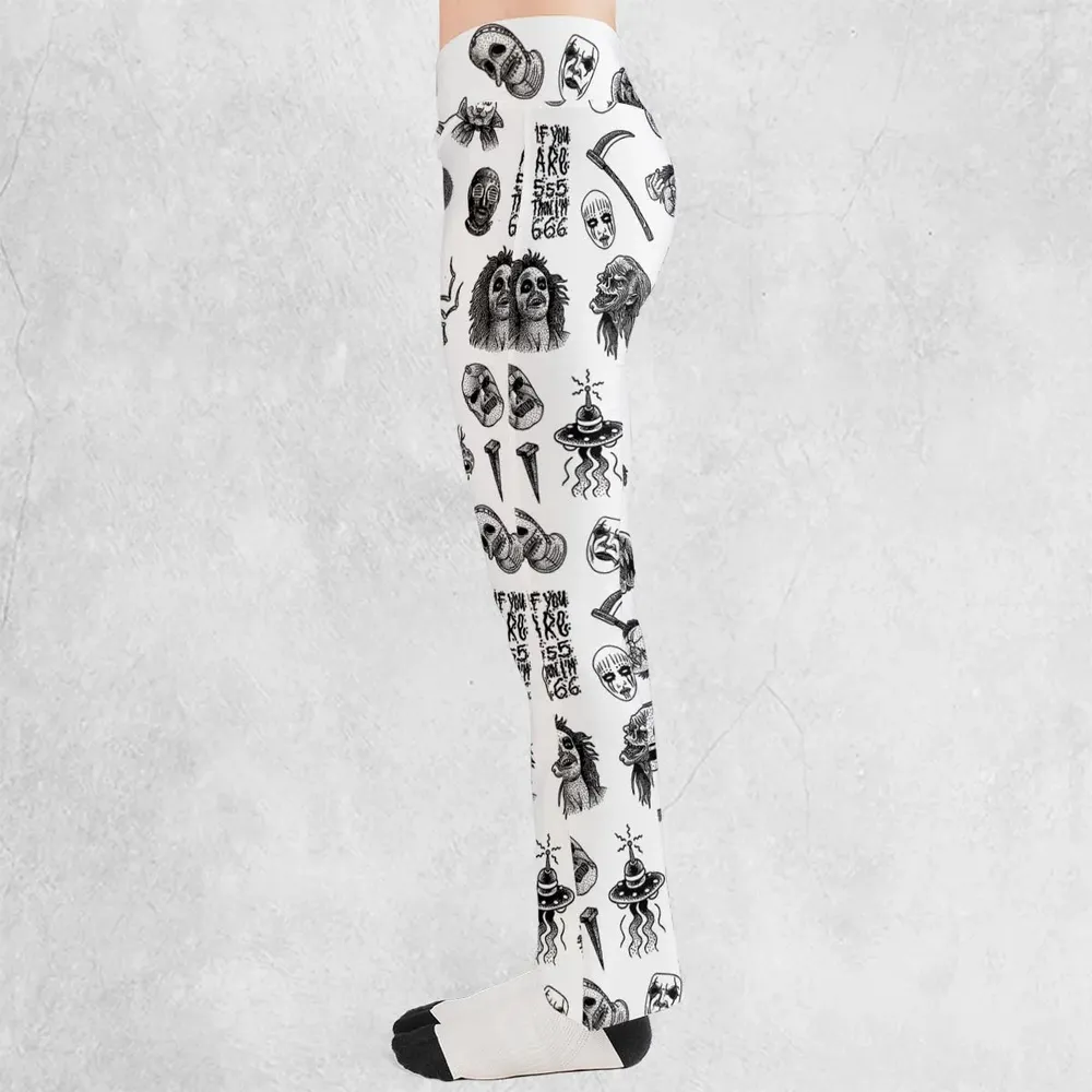 Cult Horror Characters Cryptkeeper Beetlejuice Chucky Fears of a clown Flare Leggings - 3
