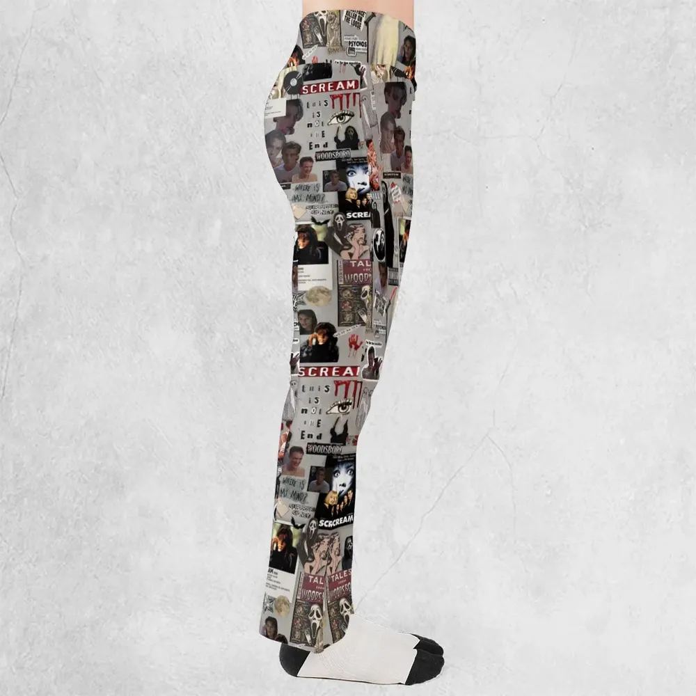 Crime Scene Scream Aesthetic Pattern Flare Leggings - 2