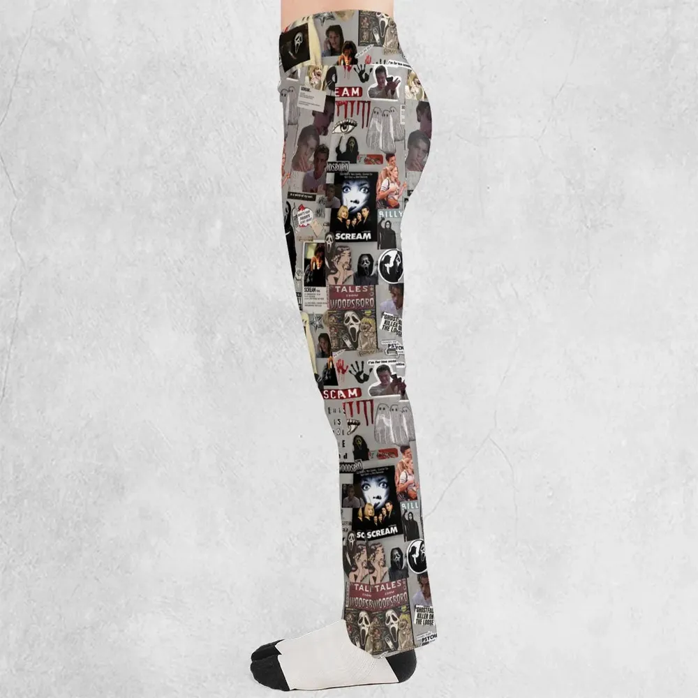 Crime Scene Scream Aesthetic Pattern Flare Leggings - 3