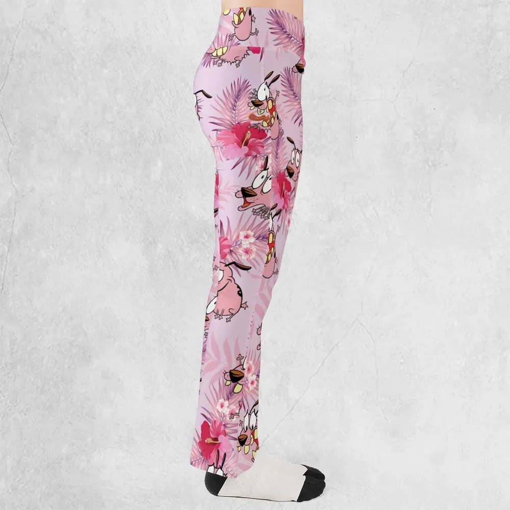 Courage the Cowardly Dog Floral Tropical Flare Leggings - 2