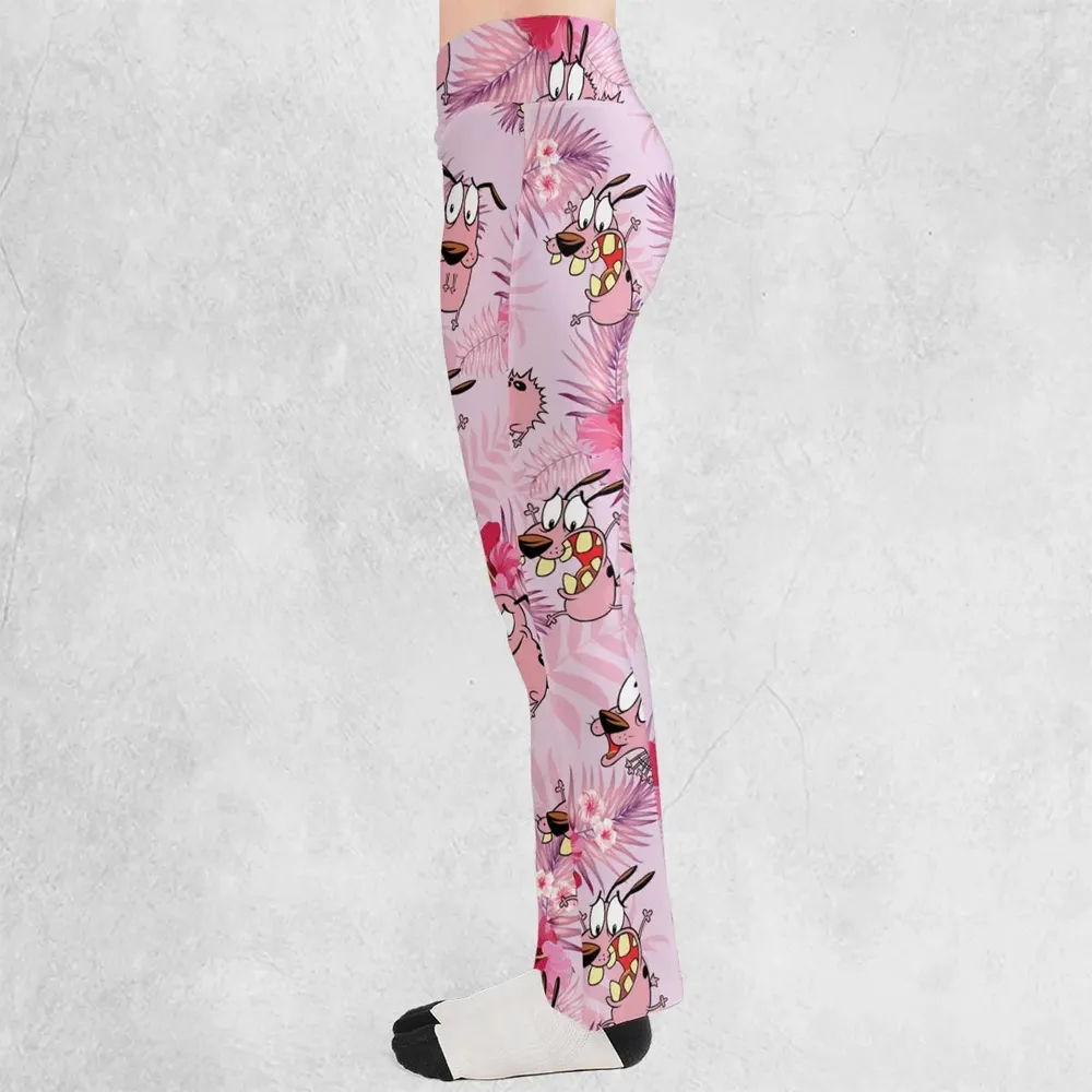 Courage the Cowardly Dog Floral Tropical Flare Leggings - 3