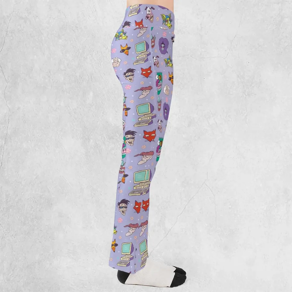 Courage the Cowardly Dog Characters Pattern Flare Leggings - 2